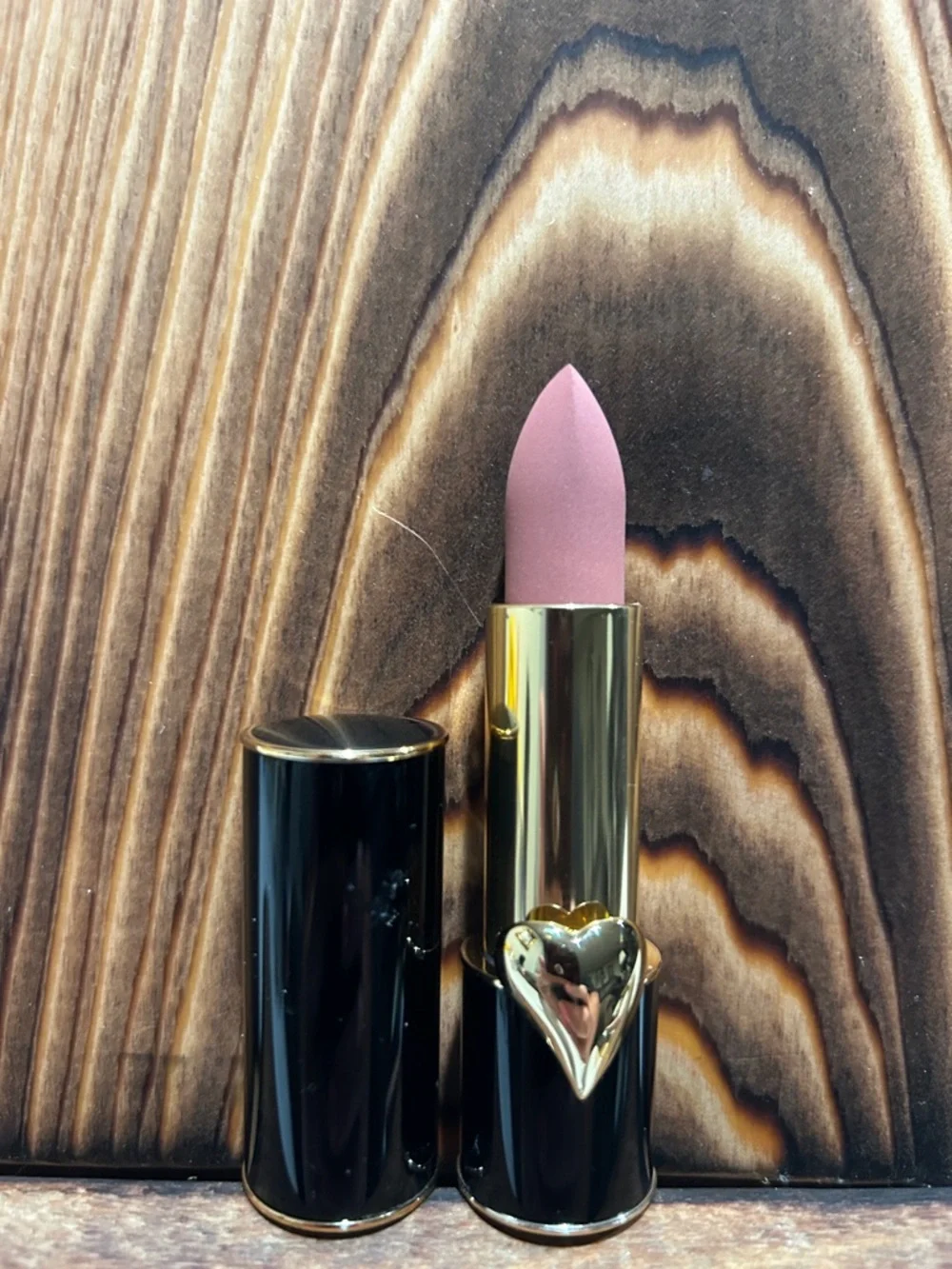Pat McGrath Matte Dusty Rose Lipstick in Pink with Gold Heart Accent